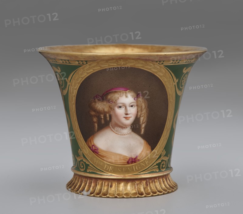 Cup (Tasse Jasmin À Pied Cannelé, 1St Size) With Portrait Of Marie De Rabutin-Chantal..., 1812. Creator: Unknown.