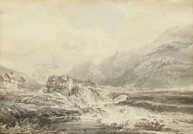 Mountainous Landscape With Overshot Mill And Bridge, c1795. Creator: Thomas Girtin.