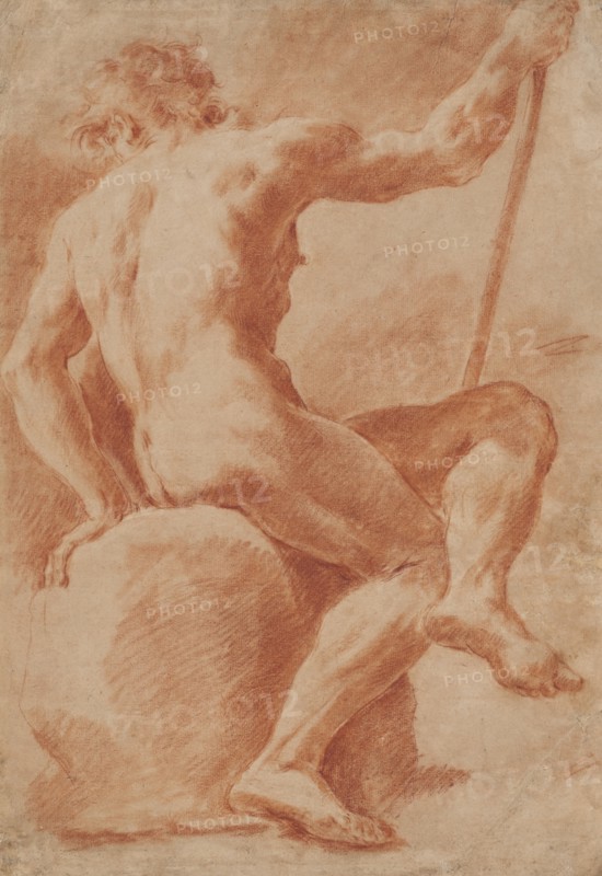 Seated Male Nude, c1770. Creator: Ubaldo Gandolfi.