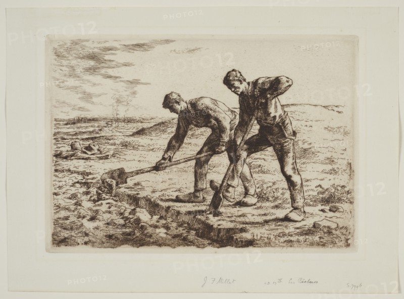 Les bêcheurs (The diggers), 1855-1856. Creator: Jean Francois Millet.
