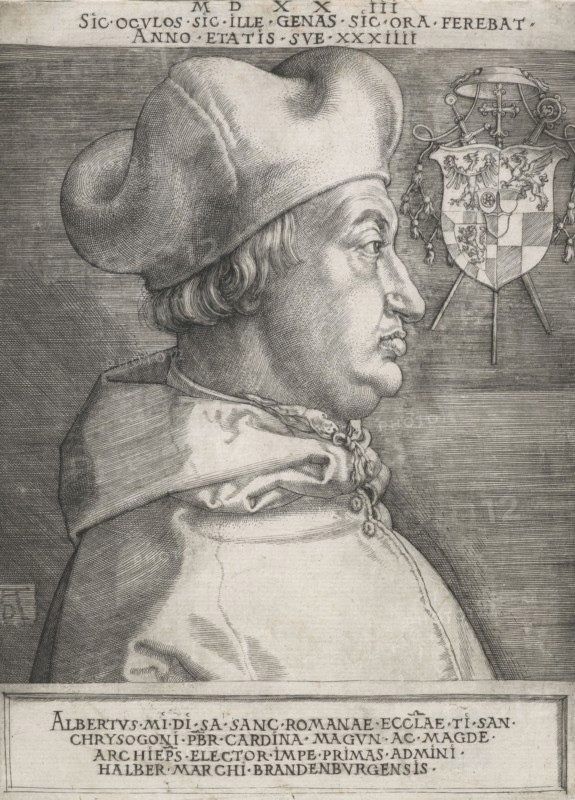 Cardinal Albrecht of Brandenburg (The large cardinal), 1523. Creator: Albrecht Durer.