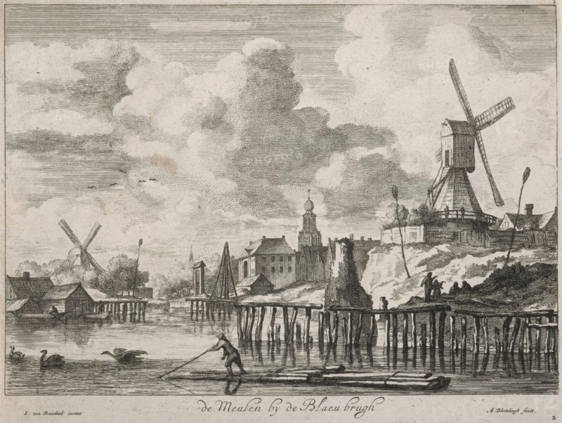 Views of Amsterdam. Plate 3.  De Meulende Blaeu brugh, 1663-1690. Creator: Abraham Blooteling.