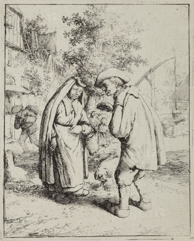 Man and woman talking, 1650? Creator: Adriaen van Ostade.