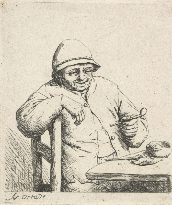 Smoker leaning on the back of a chair, 1672. Creator: Adriaen van Ostade.