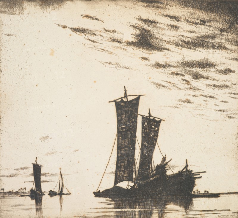Ragged sails, 1925. Creator: Ernest Stephen Lumsden.