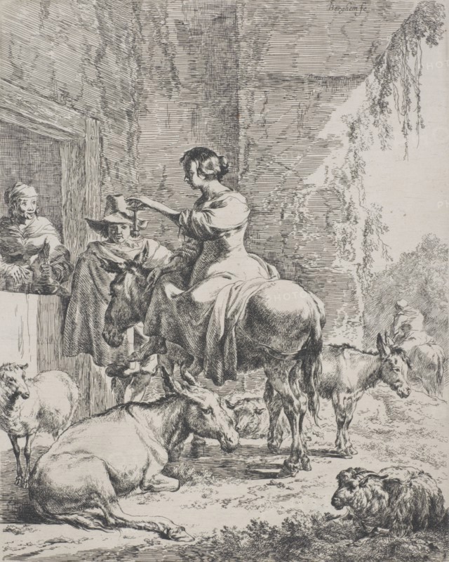 The rest before the inn, c.1652-55. Creator: Nicolaes Berchem.