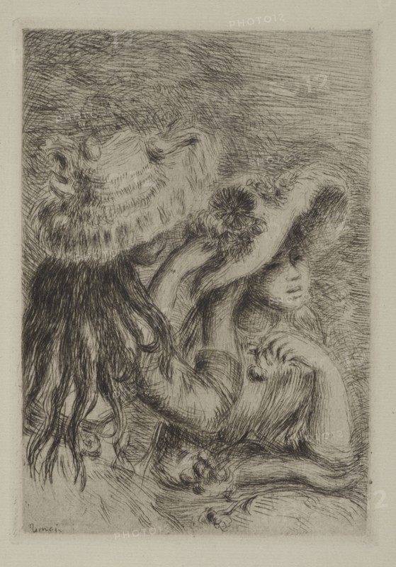 Le chapeau épinglé (Pinning the hat), 1894. Creator: Pierre-Auguste Renoir.