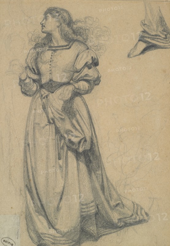 Study for female figure in engraved illustration to Amor Mundi, (c1865). Creator: Frederick Augustus Sandys.