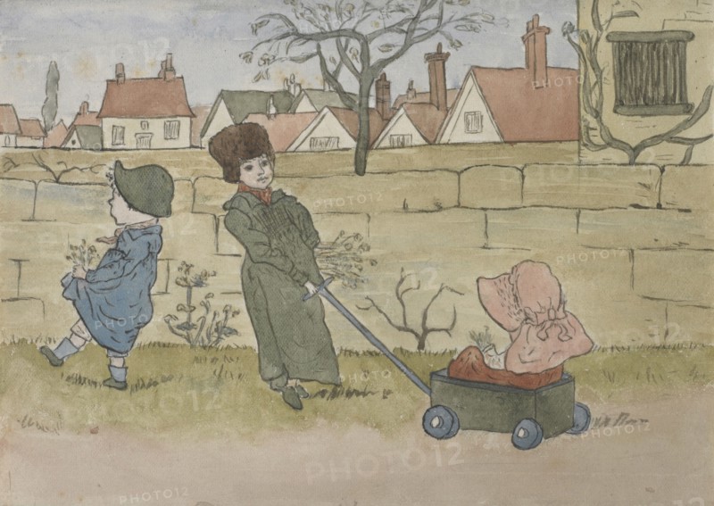 Children playing, 1879. Creator: Catherine Greenaway.