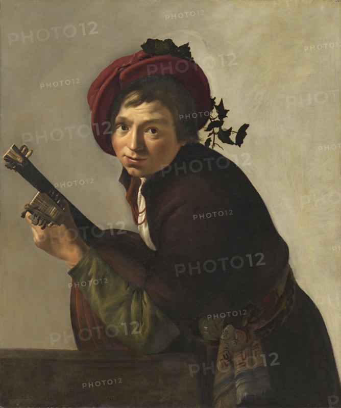 Young Man Playing a Theorbo, 1642. Creator: Gerrit van Bronchorst.