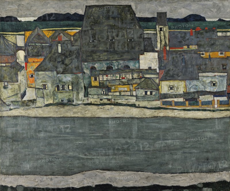 Houses on the River (The Old Town), 1914. Creator: Egon Schiele.