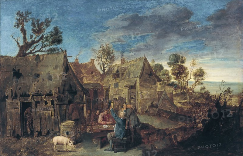 Village Scene with Men drinking, 1631. Creator: Adriaen Brouwer.