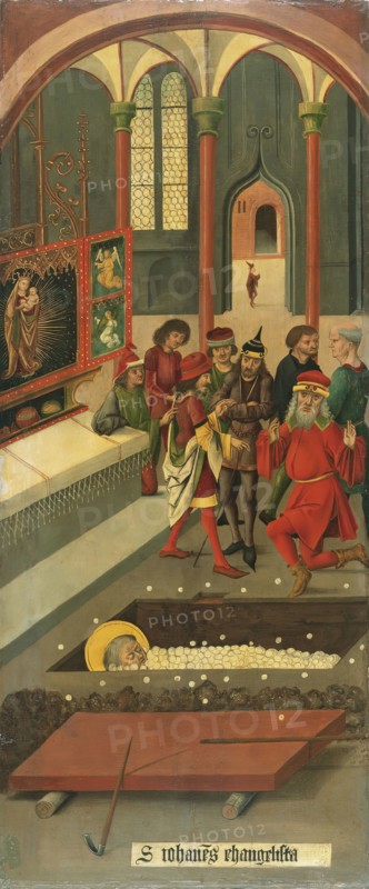 The Miracle of the Hosts at the Tomb of Saint John the Evangelist, 1478. Creator: Gabriel Malesskircher.