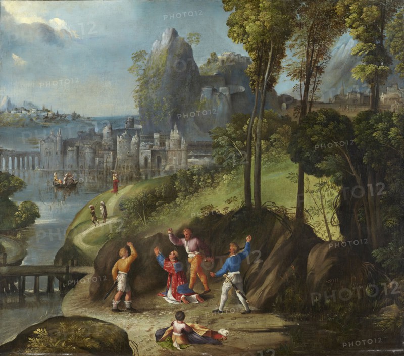 The Stoning of Saint Stephen, 1525. Creators: Dosso Dossi, Battista Dossi.