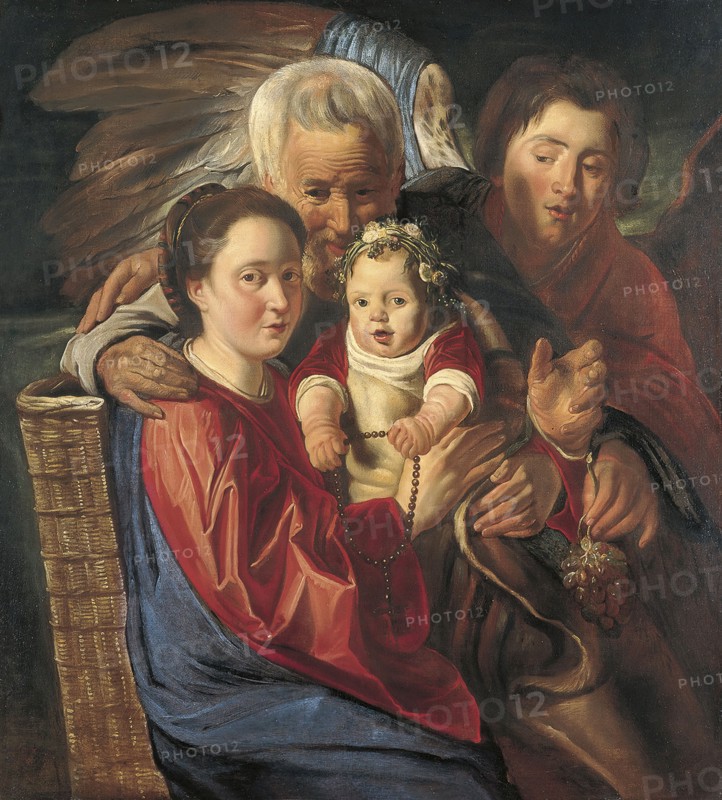 The Holy Family with an Angel, 1625. Creators: Jacob Jordaens, Workshop of Jacob Jordaens.