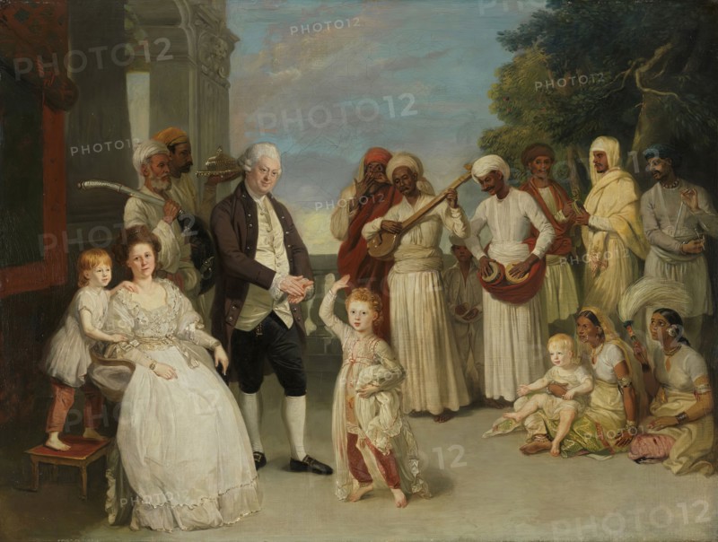 Group Portrait of Sir Elijah and Lady Impey, 1783. Creator: Johan Zoffany.