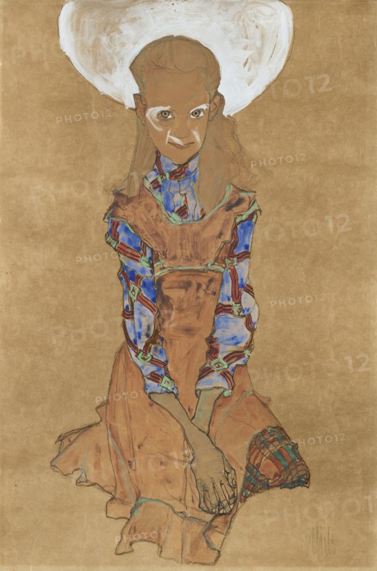 Seated Girl (Poldi Lodzinski), 1910. Creator: Egon Schiele.