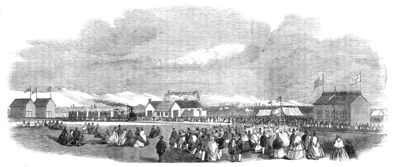 Opening of the first railway in New Zealand, at Christchurch, Canterbury Province, 1864. Creator: Unknown.