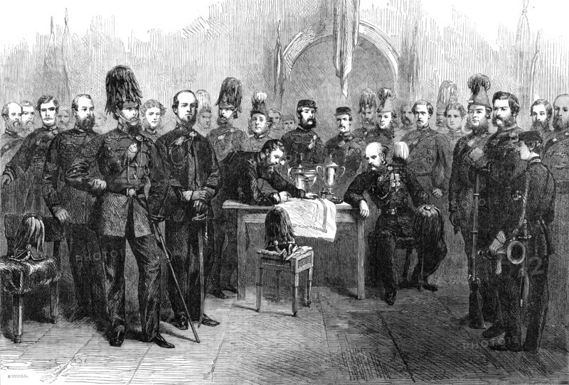 Officers of the 1st Surrey Volunteer Rifle Corps., 1864. Creator: W Thomas.