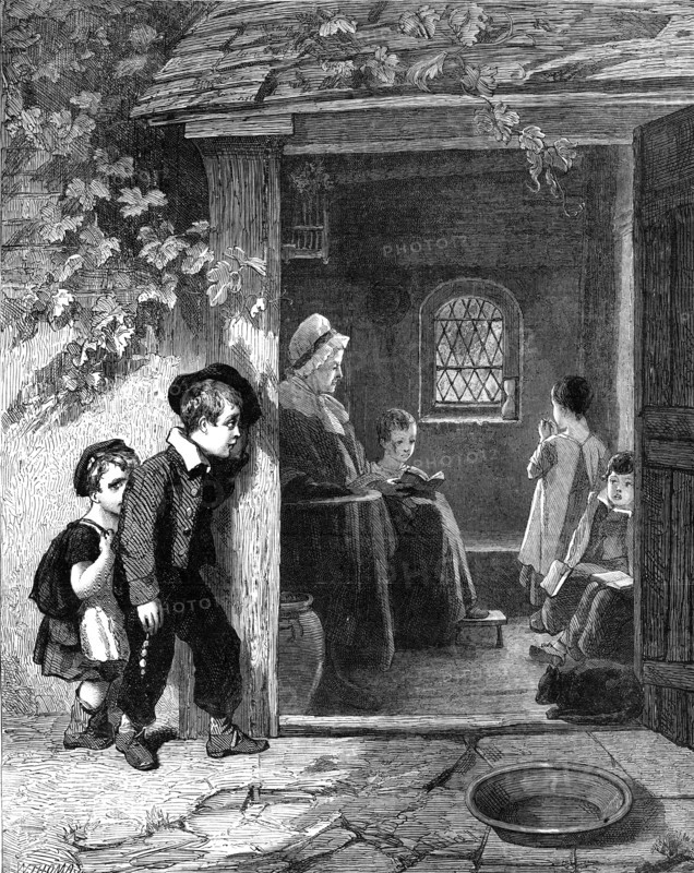 Going To School, by T. Webster, R.A., in the National Gallery..., South Kensington, 1864. Creator: W Thomas.