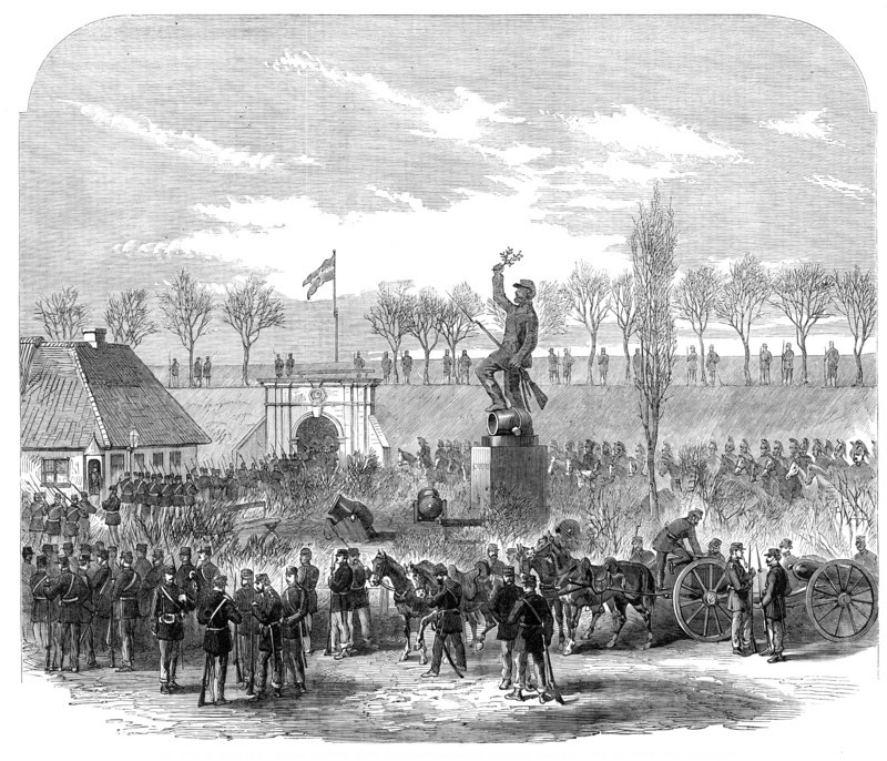 The War in Denmark:...Fredericia - Danish soldiers marching out to meet the Austrians, 1864. Creator: Unknown.
