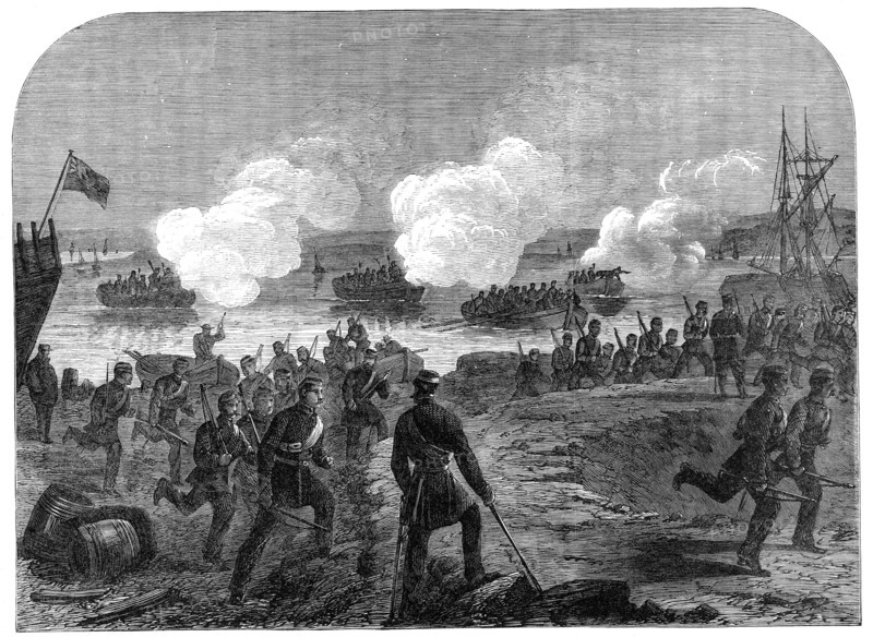 Night attack of the Kent Artillery Volunteers in Ore Creek, near Faversham, 1864. Creator: Unknown.