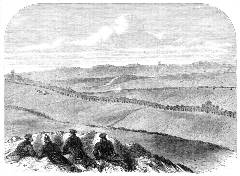 The War in Denmark: sketch of the Redoubts...at Düppel, showing the...outpost sentries..., 1864. Creator: Unknown.