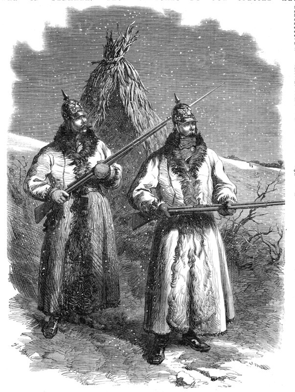 The War in Denmark: Prussian outposts before Düppel: "Wer da?" ("Who goes there?"), 1864. Creator: Frederick John Skill.