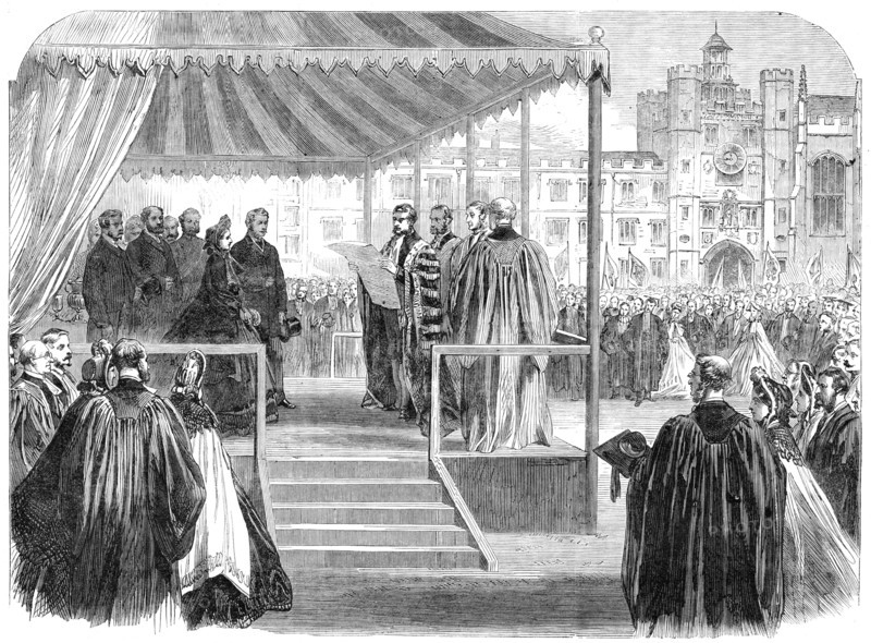 The Royal Visit to Cambridge: presentation of the university address to the Prince And..., 1864. Creator: Unknown.