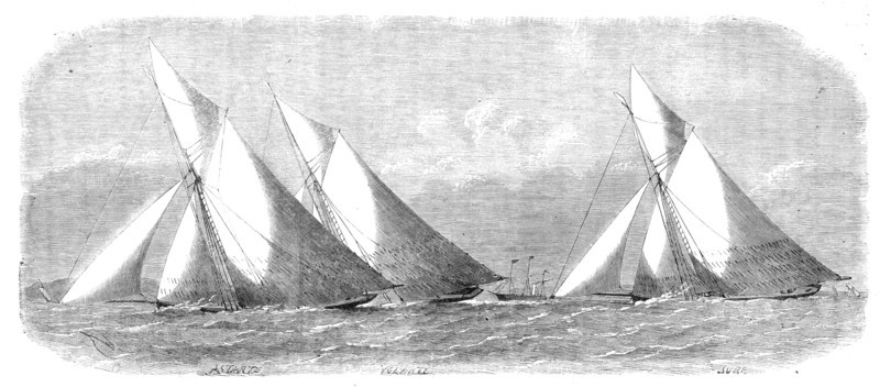 The Yacht Matches in the Thames: Royal London Yacht Club, May 30: the cutters off Southend, 1864. Creator: Smyth.