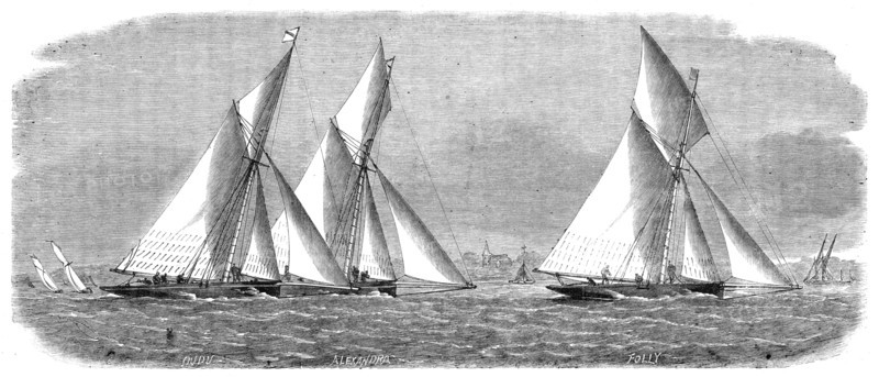 The Yacht Matches in the Thames: Prince of Wales Yacht Club, June 1: the race off East Tilbury, 1864 Creator: Smyth.