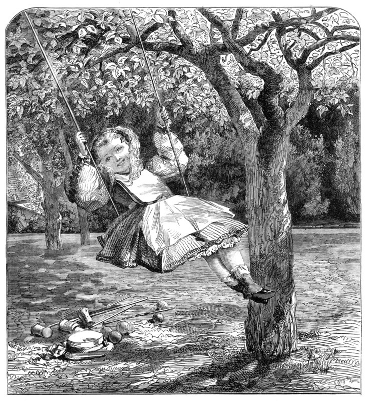 The Swing, by W. L. Thomas, in the Exhibition of the Society of British Artists, 1864. Creator: William Luson Thomas.