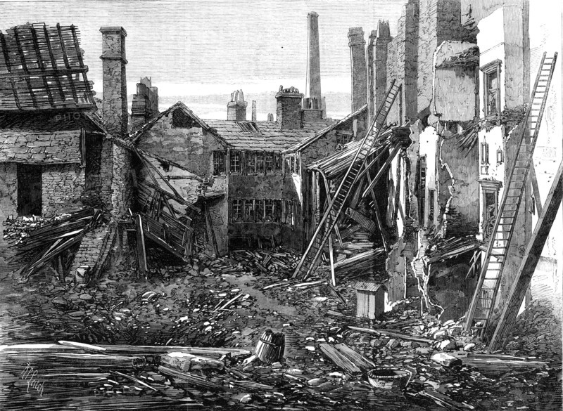 The fatal explosion at a percussion-cap manufactory in Graham-Street, Birmingham:...the ruins, 1862. Creator: Unknown.