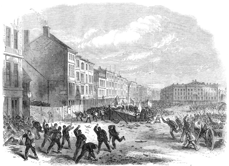 The Election Riot in the Great Market-Place at Nottingham, 1865. Creator: Unknown.
