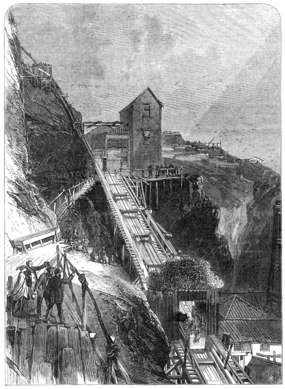 The Prince and Princess of Wales descending the Botallack Tin-Mine, Cornwall, 1865. Creator: Unknown.