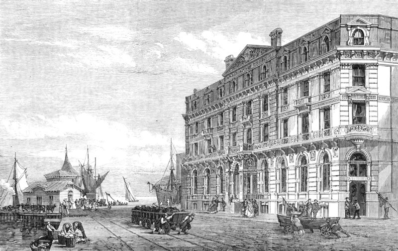 The Great Eastern Railway Terminus and Hotel at Harwich, 1865. Creator: Unknown.