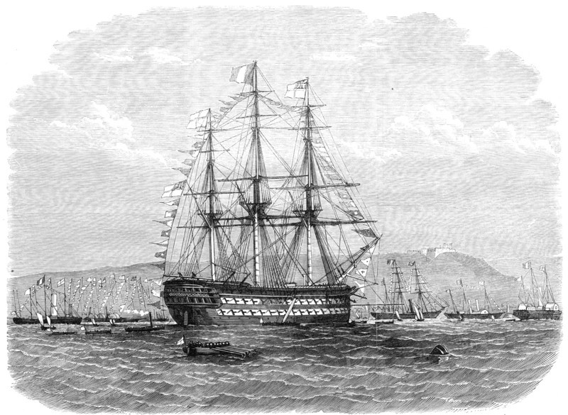 The International Naval Festival at Cherbourg: the British Admiral's flagship..., 1865. Creator: Unknown.