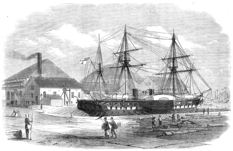H.M.S. Leopard in dock at Shanghai, 1865. Creator: Unknown.