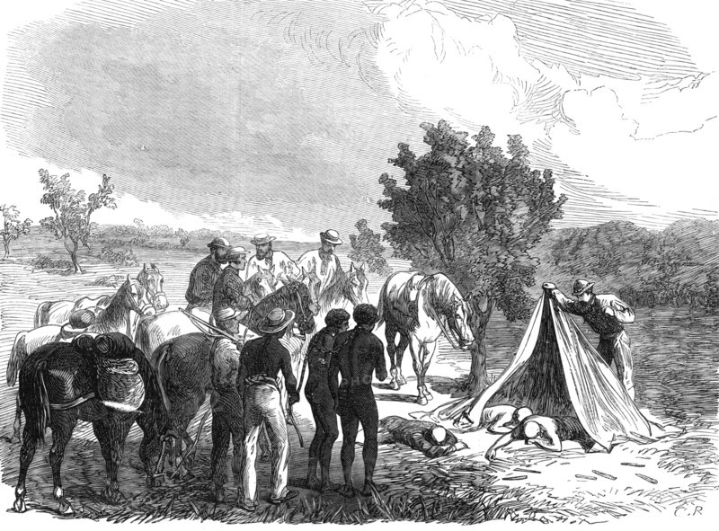 Finding the remains of the lost explorers Harding, Panter, and Goldwyer...North-West Australia, 1865 Creator: Unknown.