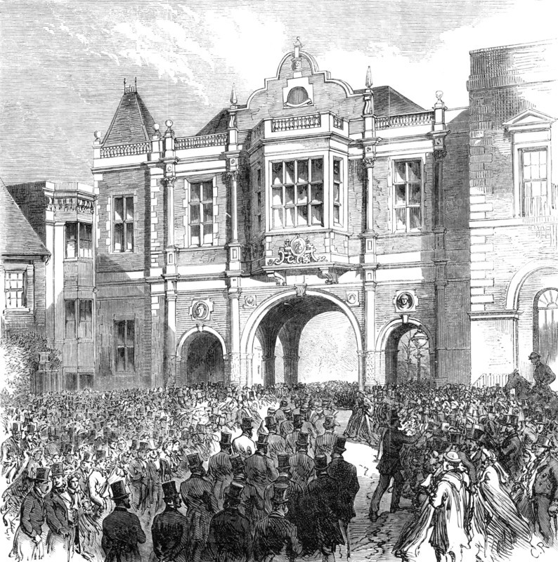 Opening of the new Corn Exchange at Aylesbury, 1865. Creator: C. R..
