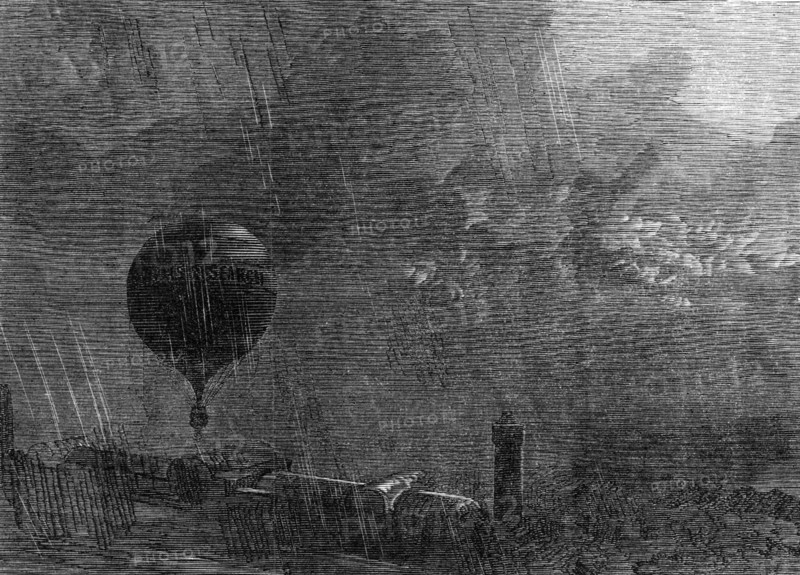 Ascent of Mr. Coxwell's Great Balloon from the Crystal Palace grounds, 1865. Creator: Unknown.