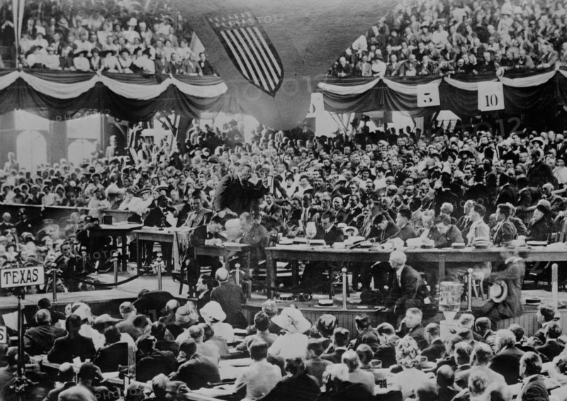 Roosevelt speaking in convention hall, Chicago, 1912. Creator: Bain News Service.