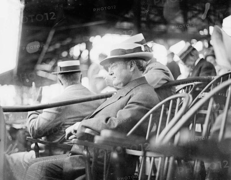 James S. Sherman, Wm. Taft's Vice President - first Vice President to throw out a ball at..., 1912. Creator: Bain News Service.