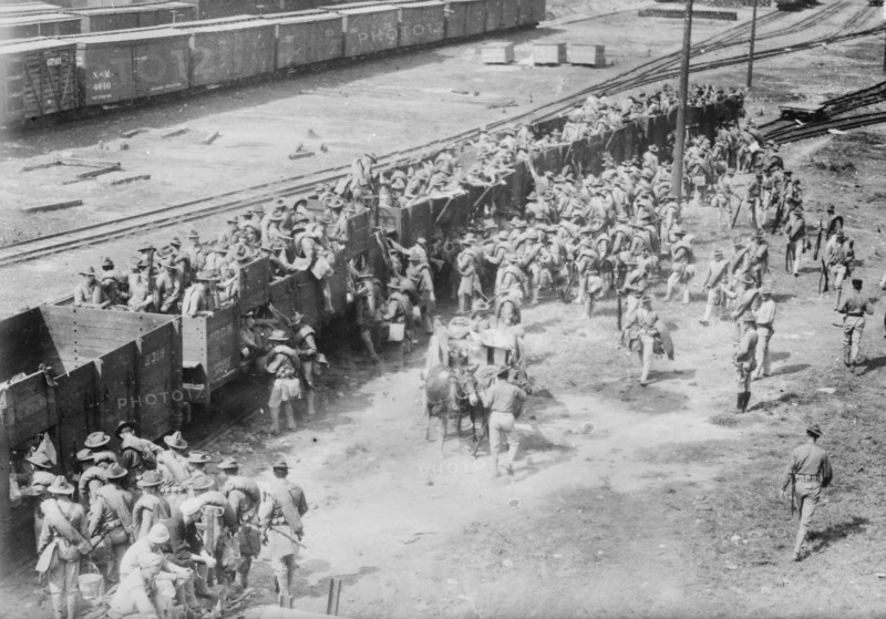 Sending reinforcements to water works Vera Cruz, 1914. Creator: Bain News Service.