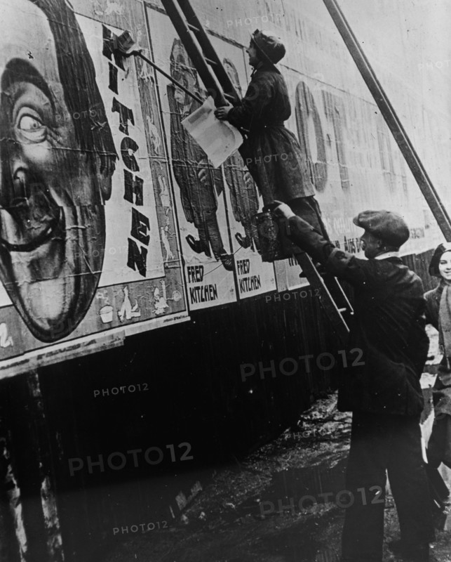 Woman bill poster, England, between c1915 and c1920. Creator: Bain News Service.
