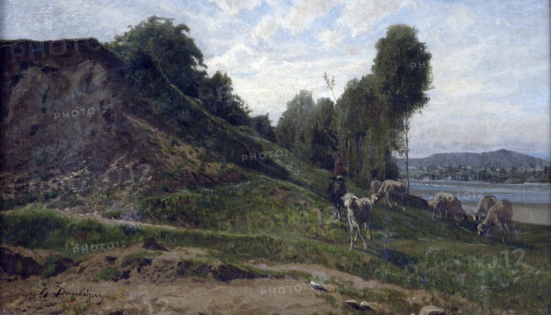 Landscape with sheep,  c1855. Creator: Charles Francois Daubigny.