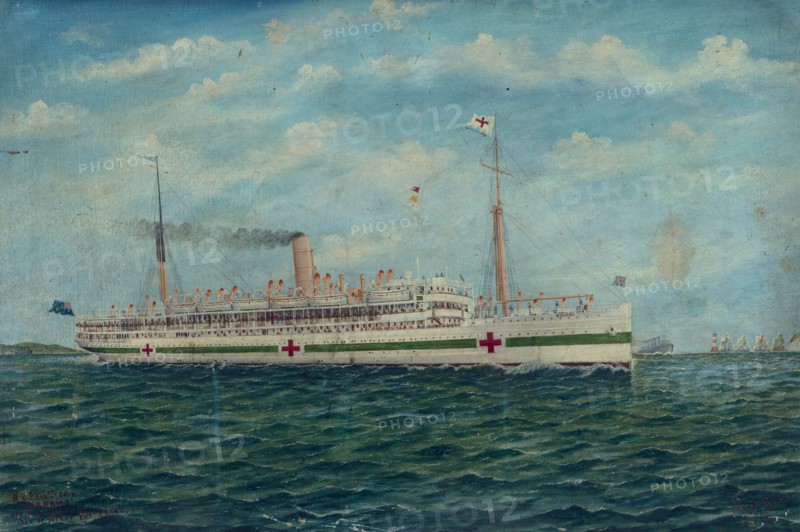 Marama, NZ hospital ship off the Needles, Isle of Wight, English Channel, 1918. Creator: Frank Barnes.