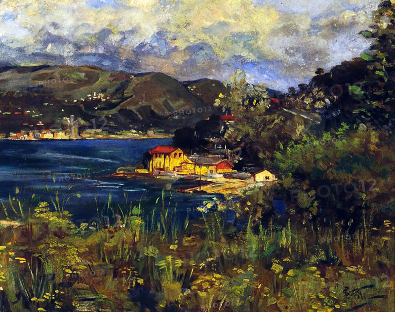 Untitled [Bay landscape with Italian cities],  c1895. Creator: Girolamo Pieri Nerli.