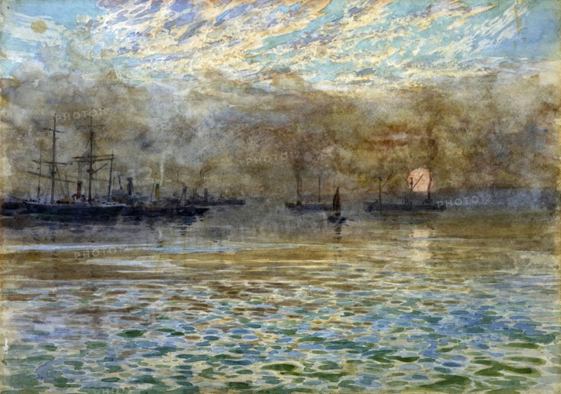 Winter morning, Wellington Harbour,  c1900. Creator: James McLauchlan Nairn.