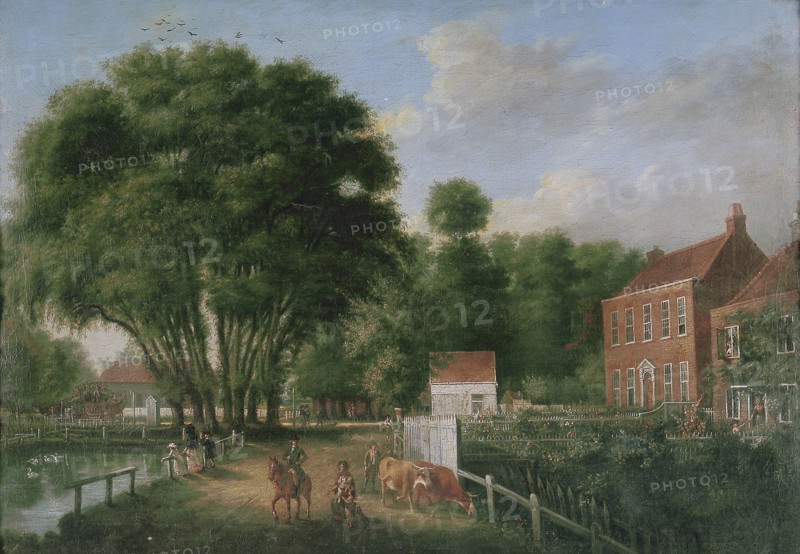 A landscape and figures, 1790. Creator: John Greenwood.